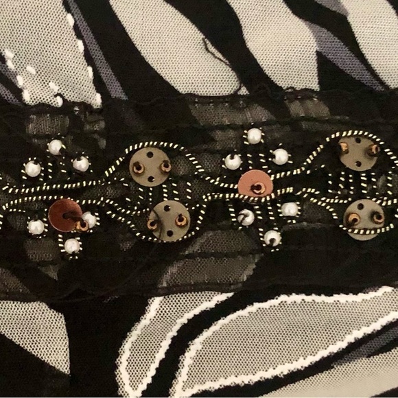 Host Pick Gilani Embroidered Sequin Pearls Abstract Print 6-Gored Midi Dress XL - Picture 6 of 14